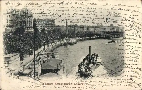 Ak London City England, Thames Embankment