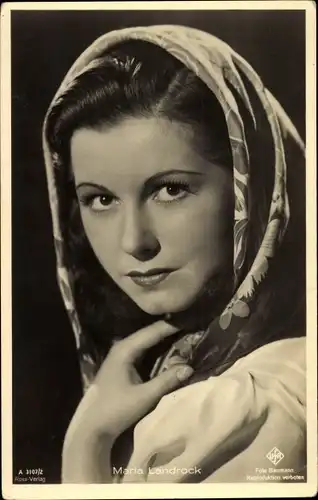 Ak Schauspielerin Maria Landrock, Portrait mit Kopftuch, Ufa Film