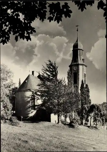 Ak Pobershau Marienberg im Erzgebirge, Blick zur Kirche