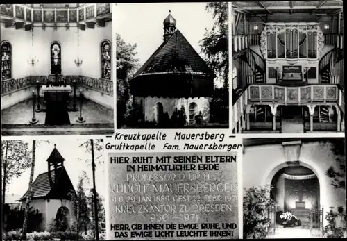 Ak Mauersberg Großrückerswalde im Erzgebirge, Kreuzkapelle, Gruftkapelle, Inneres, Orgel