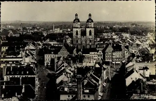 Ak Lutherstadt Wittenberg, Blick von der Schlosskirche auf das Stadtinnere