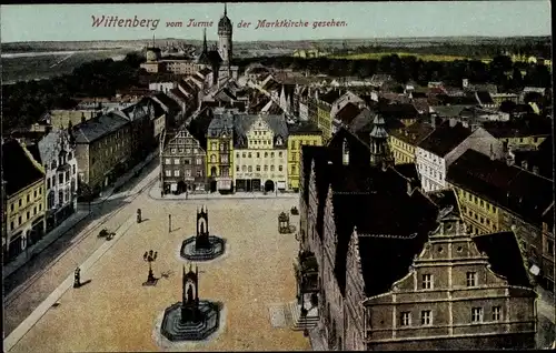 Ak Lutherstadt Wittenberg, Panorama vom Ort vom Turme der Marktkirche
