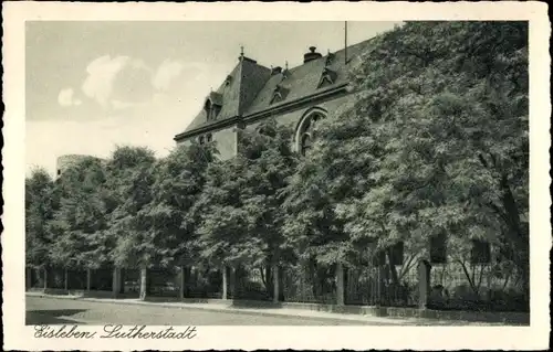 Ak Lutherstadt Eisleben, Luther-Gymnasium und Schlossturm