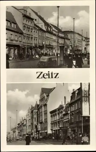 Ak Zeitz im Burgenlandkreis, Straßenszene, Passanten, Fahrzeuge