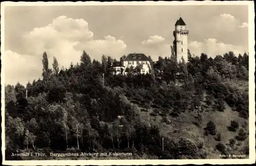 Ak Arnstadt in Thüringen, Berggasthaus Alteburg mit Kaiserturm