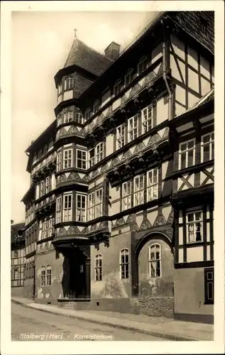 Ak Stolberg im Harz, Konsistorium, Fachwerkhaus