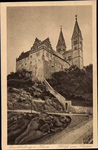 Ak Quedlinburg im Harz, Schloss von Süden