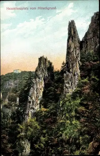 Ak Thale im Harz, Hexentanzplatz vom Hirschgrund