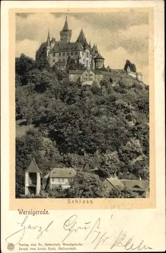 Ak Wernigerode im Harz, Blick zum Schloss