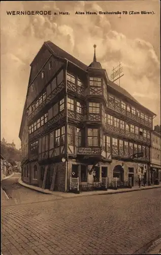 Ak Wernigerode am Harz, Altes Haus, Breitestraße 7, Zum Bären, Fachwerkhaus
