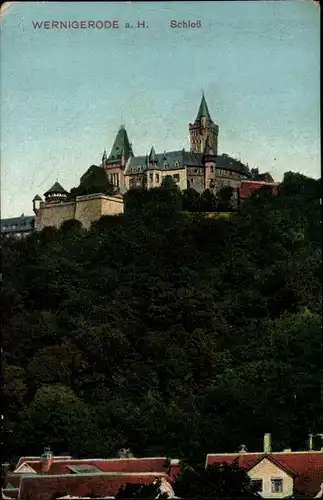 Ak Wernigerode im Harz, Blick zum Schloss