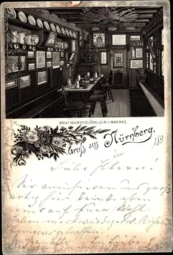 Ak Nürnberg in Mittelfranken, Bratwurstglöcklein, Inneres