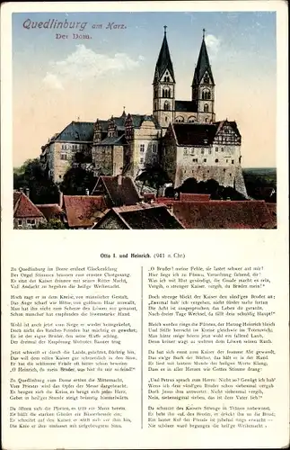 Ak Quedlinburg im Harz, Dom, Gedicht Otto I und Heinrich