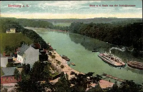 Ak Bernburg an der Saale, Blick auf die Saale von der Schlossterrasse