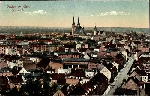 Ak Köthen in Anhalt, Teilansicht, Kirche