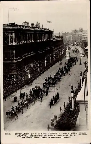Ak Westminster London City, Coronation of King George and Queen Mary 1911
