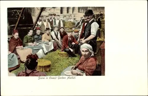 Ak London, Scene in Covent Garden Market, Händler auf dem Markt