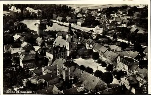 Ak Triptis in Thüringen, Fliegeraufnahme, Markt, Schlossturm, Kirche