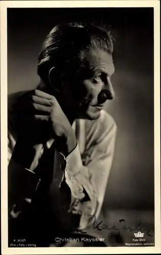 Ak Schauspieler Christian Kayssler, Portrait im Profil, Autogramm