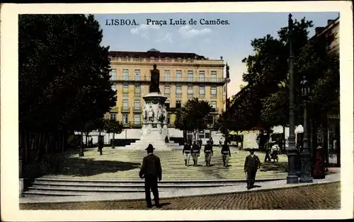 Ak Lisboa Lissabon Portugal, Praça Luiz de Camoes