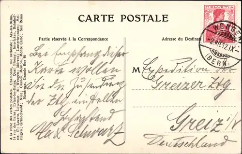 Ak Wengen Kanton Bern, Alpenlandschaft mit Jungfrau