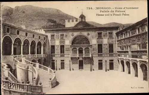 Ak Monaco, Palais du Prince, Cour d'honneur