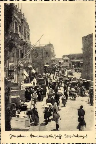 Ak Jerusalem Israel, Scene inside the Jaffa Gate looking South