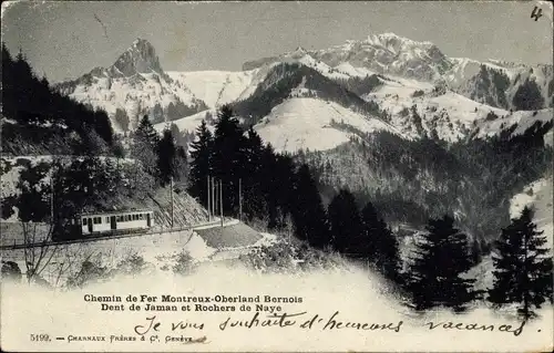 Ak Kanton Waadt Schweiz, Chemin de Fer Montreux-Oberland Bernois, Dent de Jaman et Rochers de Naye