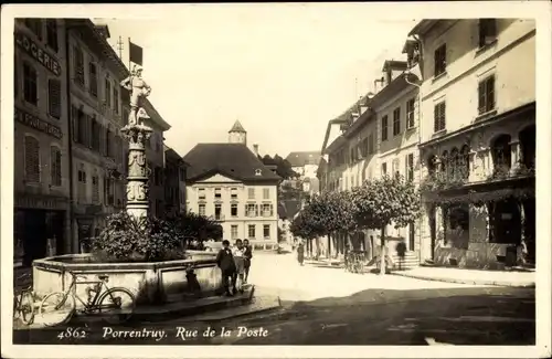Ak Porrentruy Kanton Jura, Vue générale de la Rue de la Poste