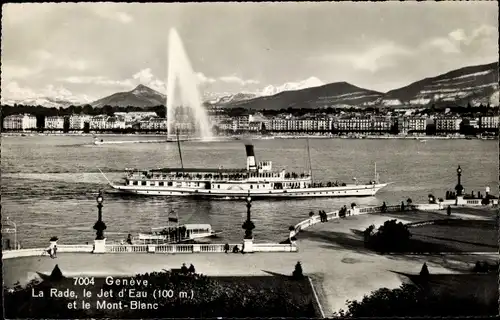 Ak Genève Genf Schweiz, La Rade, le Jet d'Eau et le Mont Blanc