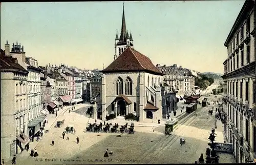 Ak Lausanne Kanton Waadt, La Place St. Francois