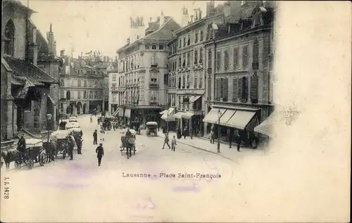 Ak Lausanne Kanton Waadt, Place Saint Francois