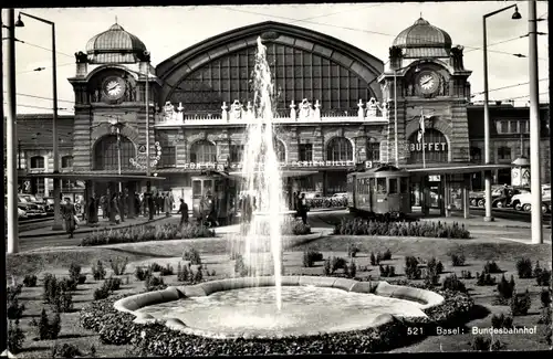 Ak Basel Bâle Stadt Schweiz, Bundesbahnhof