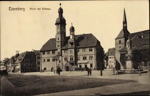 Ak Eisenberg in Thüringen, Marktplatz, Rathaus