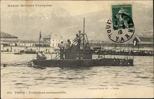 Ak Torpilleur Submersible Thon, Sous Marin, Französisches U-Boot, Marine Militaire Francaise