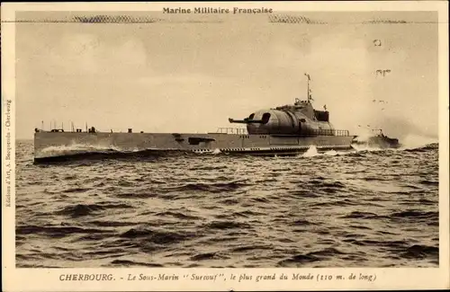Ak Sous Marin Surcouf, Marine Militaire Francaise, Französisches U-Boot