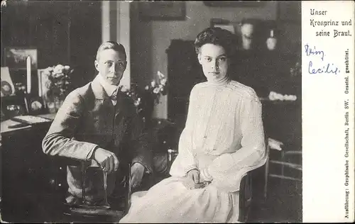 Ak Kronprinz Wilhelm von Preußen, Kronprinzessin Cecilie von Preußen