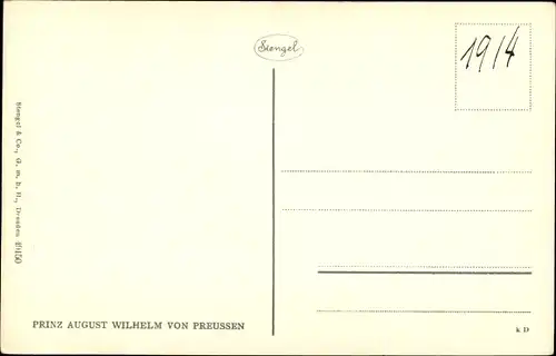 Künstler Ak Prinz August Wilhelm von Preußen, Portrait