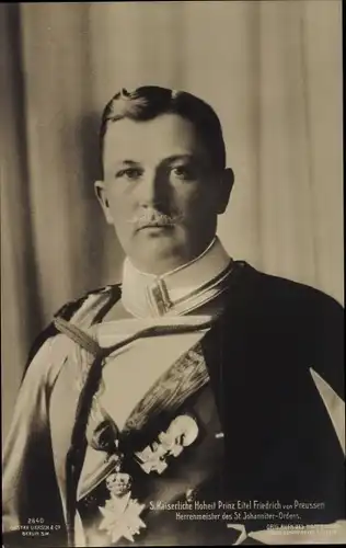 Ak Eitel Friedrich Prinz von Preußen, Portrait, Uniform, Orden, Herrenmeister des Johanniterordens
