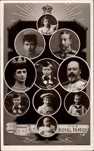 Ak The Royal Family, King Edward VII, Queen Alexandra, George V, Princess of Wales, Prince Edward