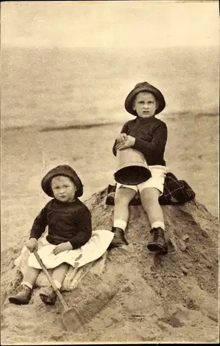 Ak Sopot Gdańsk Zoppot Danzig, Prinz Hubertus und Prinz Friedrich von Preußen, Strand