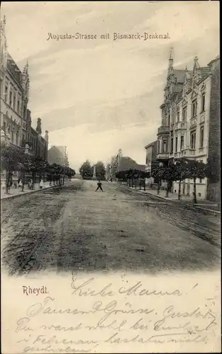 Ak Rheydt Mönchengladbach am Niederrhein, Augustastraße, Bismarckdenkmal