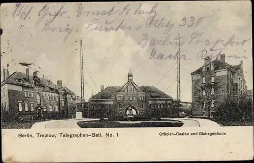 Ak Berlin Treptow, Telegraphen-Batl. Nr. 1, Offizier-Casino und Stabsgebäude