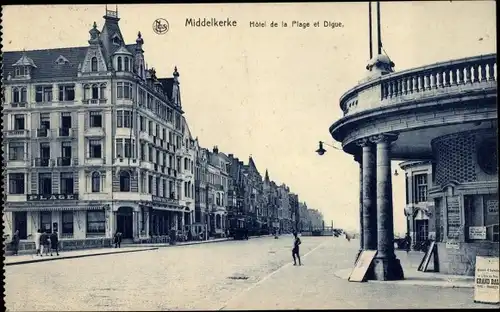 Ak Middelkerke Westflandern, Hotel de la Plage et Digue