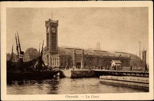 Ak Oostende Ostende Westflandern, Bahnhof