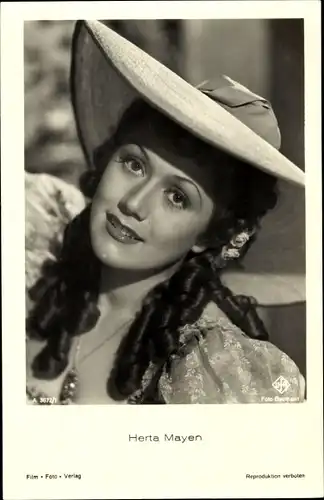 Ak Schauspielerin Herta Mayen, Portrait mit Hut, Ufa Film