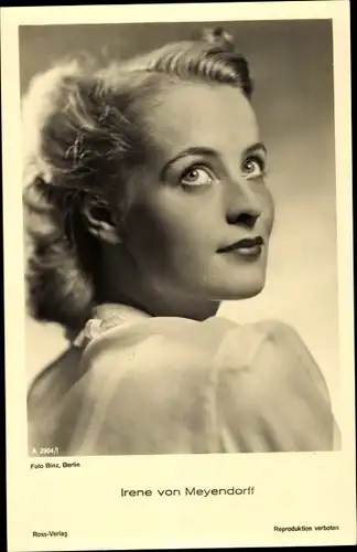 Ak Schauspielerin Irene von Meyendorff, Portrait, Ross Verlag A 2904 1