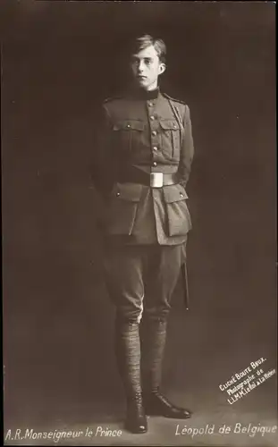 Ak Prinz Leopold von Belgien, Portrait in Uniform