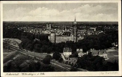 Ak Lutherstadt Wittenberg, Panorama vom Ort