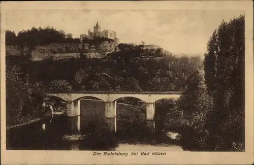 Ak Bad Kösen Naumburg an der Saale, Rudelsburg, Brücke